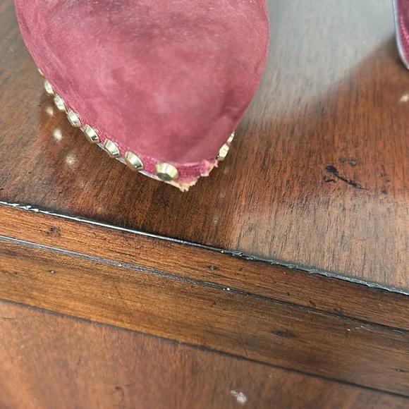 Michael Kors burgundy suede gold studded pumps - Picture 2 of 6